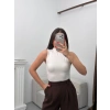 Kolsuz Halter Yaka Crop - BEYAZ