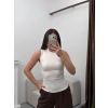 Kolsuz Halter Yaka Crop - BEYAZ