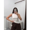 Kolsuz Halter Yaka Crop - BEYAZ