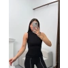 Kolsuz Halter Yaka Crop - SİYAH