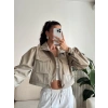 Körüklü Cep Bel Bağlamalı Ceket - BEJ