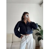 Körüklü Cep Bel Bağlamalı Ceket - LACİVERT