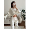 Körüklü Crop & Pantolon Takım - BEJ
