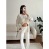 Körüklü Crop & Pantolon Takım - BEJ