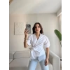 Bel Bağlamalı Kruvaze Gömlek - BEYAZ
