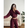 Kruvaze Hırka & Pantolon İkili Takım - BORDO