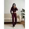 Kruvaze Hırka & Pantolon İkili Takım - BORDO