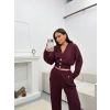Kruvaze Hırka & Pantolon İkili Takım - BORDO