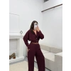 Kruvaze Hırka & Pantolon İkili Takım - BORDO