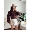 Kruvaze Kısa Trenç - KAHVE