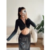 Kruvaze Ön Aksesuar Crop - SİYAH