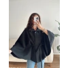 Kuşaklı Kaşe Panço - SİYAH