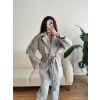 Kuşaklı Kaşe Trençkot - GRİ