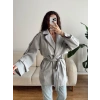Kuşaklı Kaşe Trençkot - GRİ