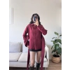 Kuşaklı Oversize Gömlek - BORDO