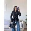 Kuşaklı Oversize Gömlek - SİYAH