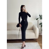 Kuşaklı Toka Detay Elbise - SİYAH
