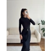 Kuşaklı Toka Detay Elbise - SİYAH