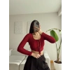 Kuşgözü Crop Bluz - BORDO
