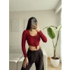 Kuşgözü Crop Bluz - BORDO