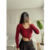 Kuşgözü Crop Bluz - BORDO