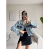 Lazer Kesim Denim Ceket