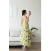 Limon Desen Dokuma Maxi Elbise - SARI