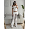 Madonna Crop & Dantel Pantolon Takım - BEYAZ