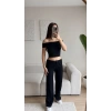 Madonna Crop & Pantolon Takım - SİYAH