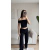 Madonna Crop & Pantolon Takım - SİYAH