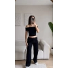 Madonna Crop & Pantolon Takım - SİYAH