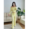 Madonna Yaka Crop & Pantolon Takım - SARI