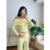 Madonna Yaka Crop & Pantolon Takım - SARI