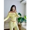 Madonna Yaka Crop & Pantolon Takım - SARI