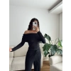 Madonna Yaka Crop & Pantolon Takım - SİYAH