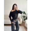Madonna Yaka Şardonlu Kazak - SİYAH
