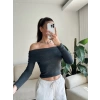 Madonna Yaka Yumoş Crop - ANTRASİT