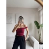 Tek Omuz Köprülü Crop - BORDO