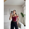Tek Omuz Köprülü Crop - BORDO
