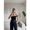 Madonna Yan Bağcıklı Crop - SİYAH