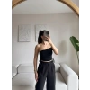 Madonna Yan Bağcıklı Crop - SİYAH