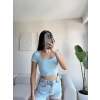 Marka Kare Yaka Crop - MAVİ