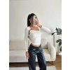 Metal Tokalı Fit Bluz - BEYAZ