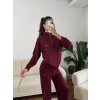 Modal Fermuar Sweat & Pantolon Takım - BORDO