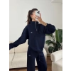 Modal Fermuar Sweat & Pantolon Takım - LACİVERT