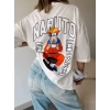 Naruto Sırt Baskı Unisex Oversize T-shirt-BEYAZ