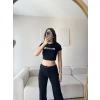 NY Crop & Pantolon Takım - SİYAH