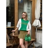 Official Unisex Parçalı Oversize T-shirt-YEŞİLBEYAZ