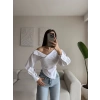 Omuz Açık Asimetrik Gömlek - BEYAZ