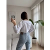 Omuz Açık Asimetrik Gömlek - BEYAZ